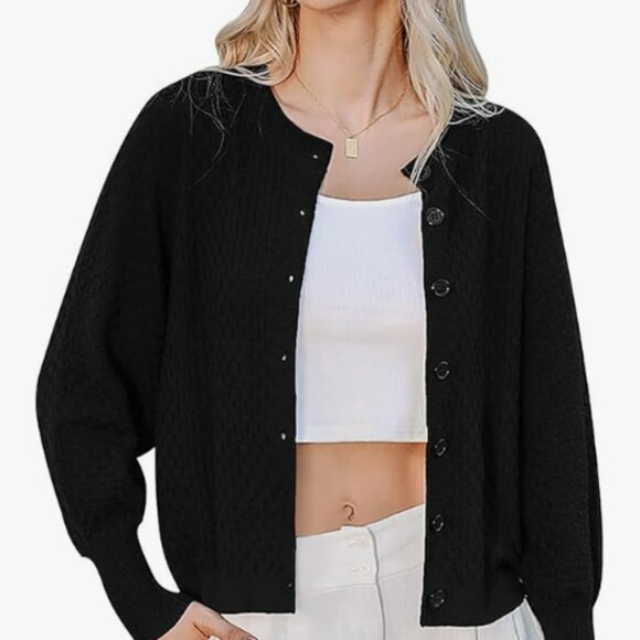 Women's Lightweight Cropped Checked Cardigan Size Small - Picture 5 of 7